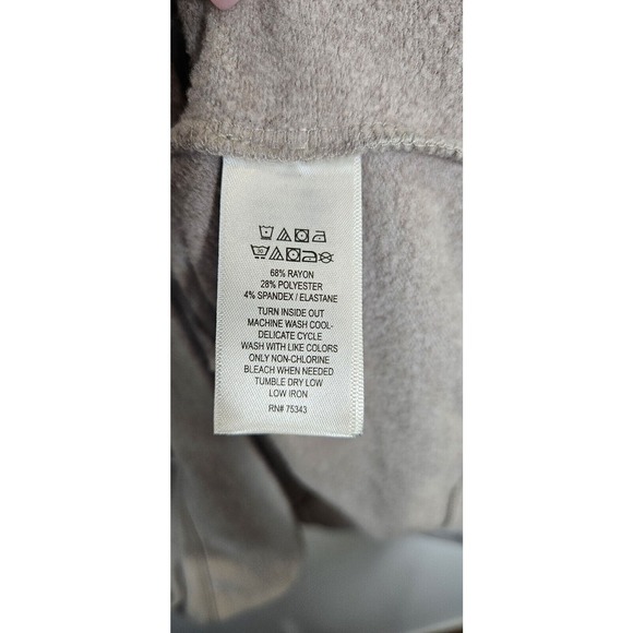 Tahari Womens Sweater Top XL Taupe Cowl Neck Fleece Stretch Batwing Soft Shirt - Picture 6 of 8